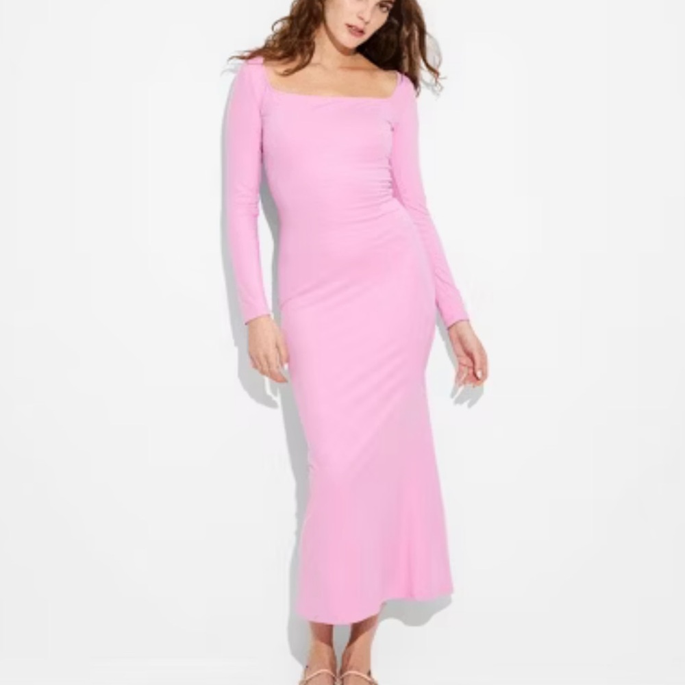 Target Long Sleeve ButterBliss Maxi Bodycon Dress in Berry Pink